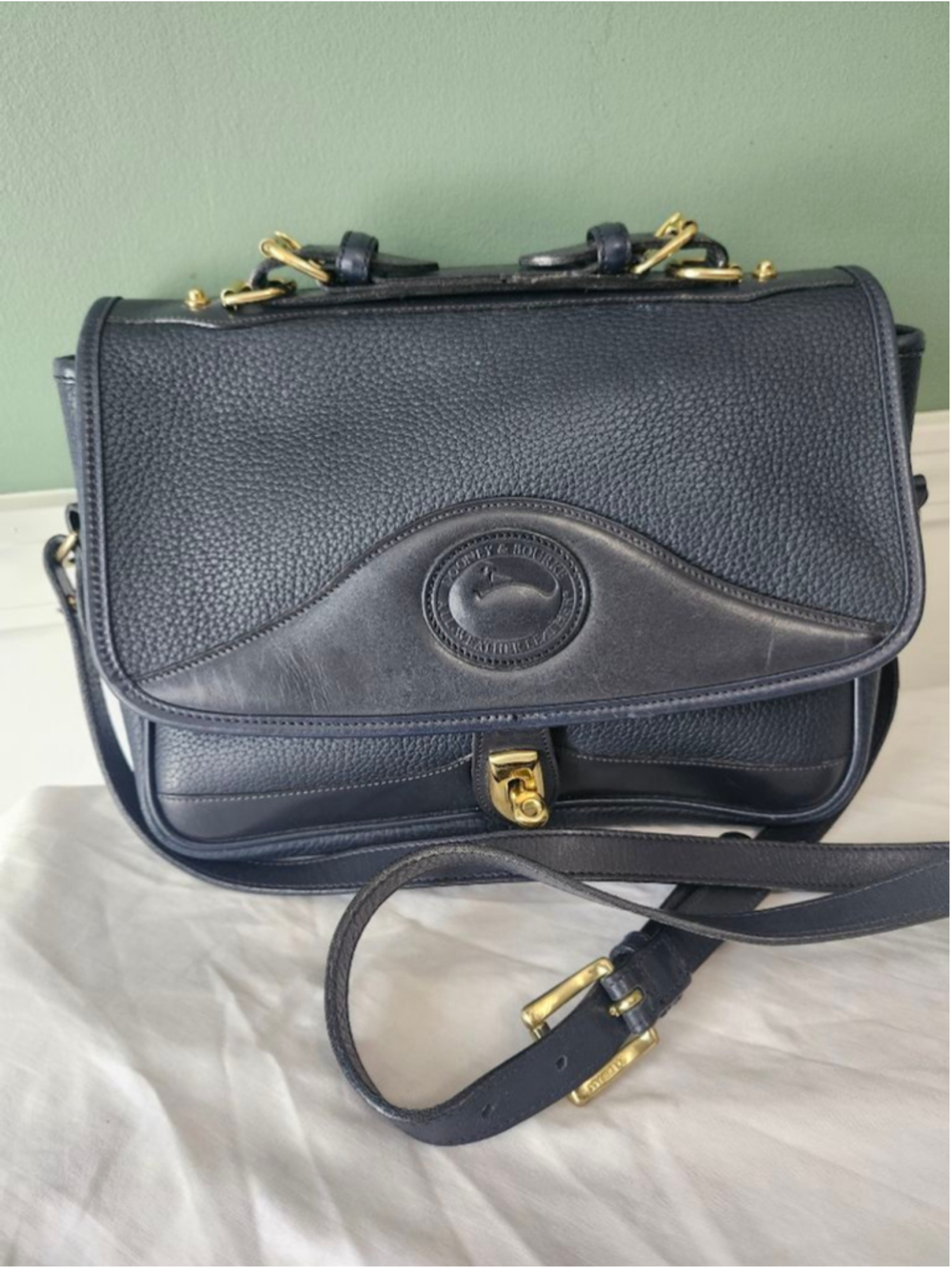 Vintage Dooney & Bourke Navy Leather Shoulder Bag One Size